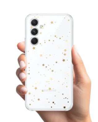Etui do Samsung Galaxy A54 5G przeźroczyste, silikonowe Flexi, Zimowa magia, Złote gwiazdki