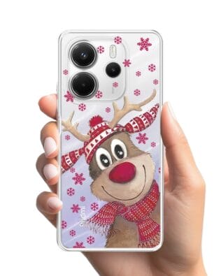 Etui do Xiaomi Redmi Note 14 5G przeźroczyste, silikonowe Flexi, Renifer