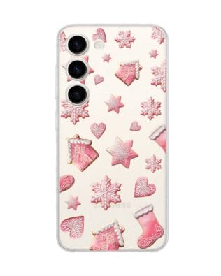 Etui do Samsung Galaxy S23 FE 5G przeźroczyste, silikonowe Flexi, Przytulne święta, Różowe pierniczki