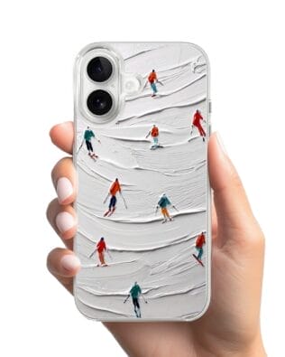 Etui do iPhone 16 Plus z MagSafe przeźroczyste, silikonowe Flexi, Zimowa magia, Narciarski obraz