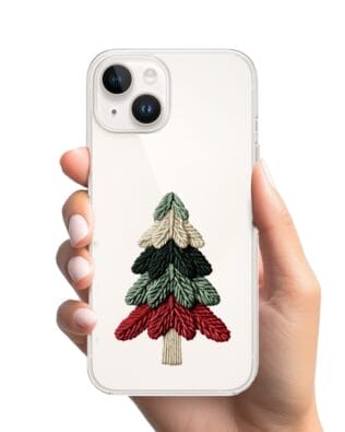 Etui do iPhone 13 Mini przeźroczyste, silikonowe Flexi, Przytulne święta, Dziana choinka