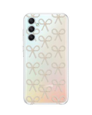 Etui do Samsung Galaxy A34 5G przeźroczyste, silikonowe Flexi, Przytulne święta, złote kokardki