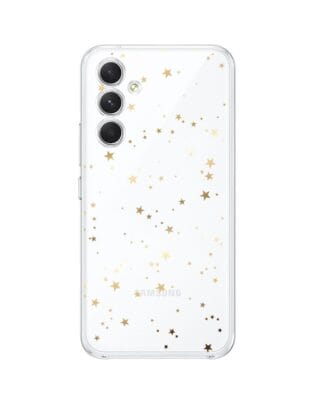 Etui do Samsung Galaxy A54 5G przeźroczyste, silikonowe Flexi, Zimowa magia, Złote gwiazdki