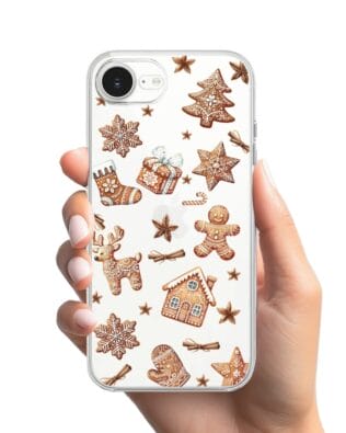 Etui do iPhone 16e przeźroczyste, silikonowe Flexi, Magia pierniczków