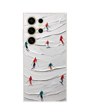 Etui do Samsung Galaxy S24 Ultra przeźroczyste, silikonowe Flexi, Zimowa magia, Narciarski obraz