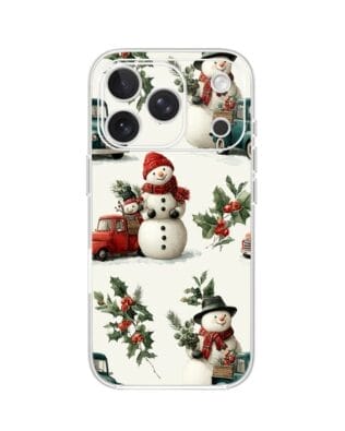 Etui do iPhone 17 Pro przeźroczyste, silikonowe Flexi, Przytulne święta, Zimowe miasteczko