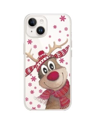 Etui do iPhone 14 przeźroczyste, silikonowe Flexi, Renifer