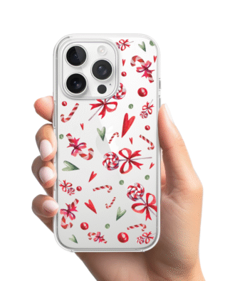 Etui do iPhone 16 Pro przeźroczyste, silikonowe Flexi, Cukierki świąteczne