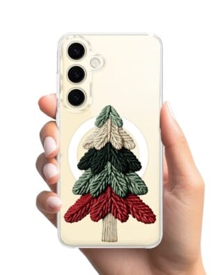 Etui do Samsung Galaxy S24 Plus z MagSafe przeźroczyste, silikonowe Flexi, Przytulne święta, Dziana choinka