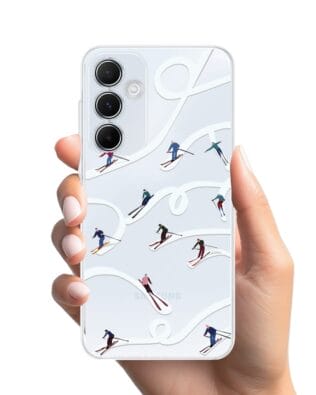 Etui do Samsung Galaxy A35 5G przeźroczyste, silikonowe Flexi, Zimowa magia, Narciarskie wiraże