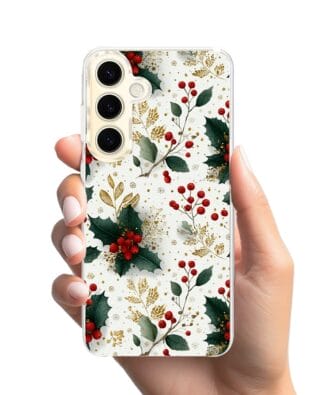 Etui do Samsung Galaxy S24 z MagSafe przeźroczyste, silikonowe Flexi, Przytulne święta, Ozdoby świąteczne