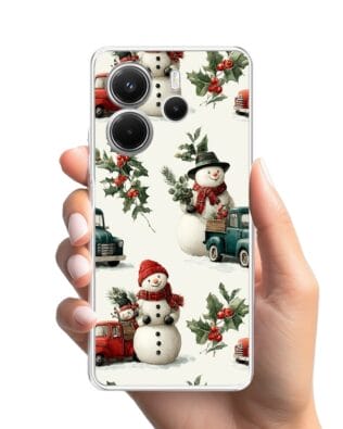 Etui do Xiaomi Redmi Note 14 5G przeźroczyste, silikonowe Flexi, Przytulne święta, Zimowe miasteczko