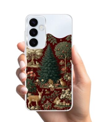 Etui do Samsung Galaxy A55 5G z MagSafe przeźroczyste, silikonowe Flexi, Zimowa magia, świąteczny las