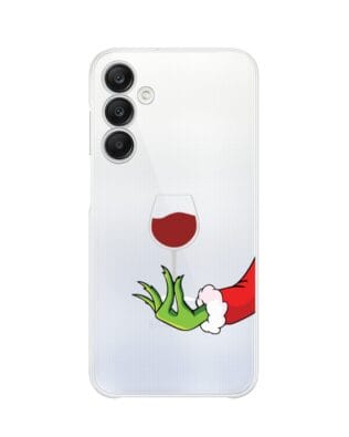 Etui do Samsung Galaxy A25 5G przeźroczyste, silikonowe Flexi, Zielony psotnik z lampką wina