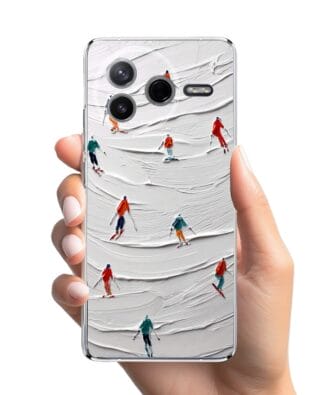 Etui do Xiaomi POCO F7 Pro przeźroczyste, silikonowe Flexi, Zimowa magia, Narciarski obraz