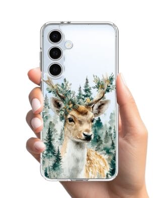Etui do Samsung Galaxy S24 FE przeźroczyste, silikonowe Flexi, Przytulne święta, Leśny jelonek