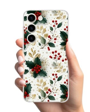 Etui do Samsung Galaxy S23 FE 5G przeźroczyste, silikonowe Flexi, Przytulne święta, Ozdoby świąteczne