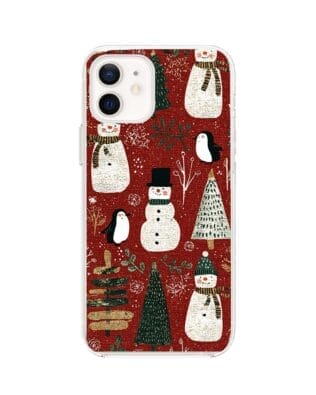 Etui do iPhone 12 Mini przeźroczyste, silikonowe Flexi, Przytulne święta, Rustykalna świąteczna kraina