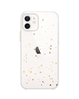 Etui do iPhone 12 Mini przeźroczyste, silikonowe Flexi, Zimowa magia, Złote gwiazdki