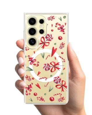 Etui do Samsung Galaxy S24 Ultra z MagSafe przeźroczyste, silikonowe Flexi, Cukierki świąteczne