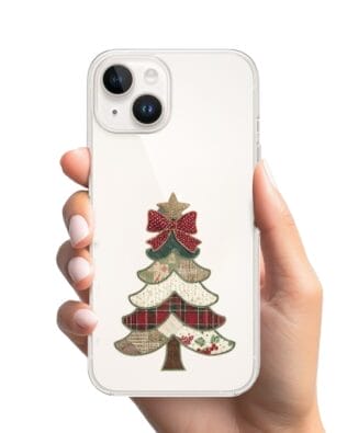 Etui do iPhone 13 Mini przeźroczyste, silikonowe Flexi, Przytulne święta, Kraciasta choinka