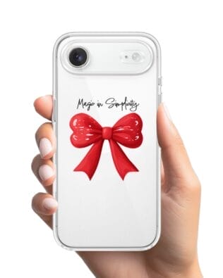 Etui do iPhone Air przeźroczyste, silikonowe Flexi, Przytulne święta, Czerwona kokarda