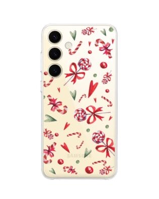 Etui do Samsung Galaxy S24 przeźroczyste, silikonowe Flexi, Cukierki świąteczne