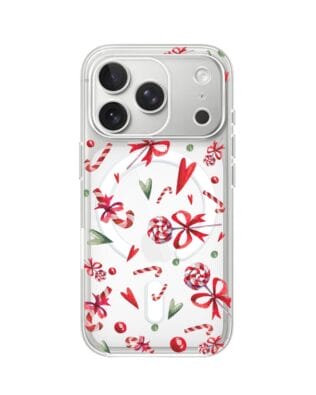 Etui do iPhone 17 Pro Max z MagSafe przeźroczyste, silikonowe Flexi, Cukierki świąteczne