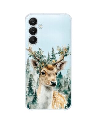 Etui do Samsung Galaxy M35 5G przeźroczyste, silikonowe Flexi, Przytulne święta, Leśny jelonek