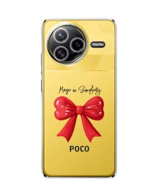 Etui do Xiaomi POCO F7 Ultra przeźroczyste, silikonowe Flexi, Przytulne święta, Czerwona kokarda