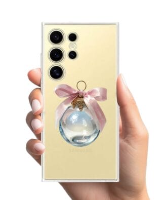 Etui do Samsung Galaxy S24 Ultra przeźroczyste, silikonowe Flexi, Przytulne święta, Kryształowa bombka
