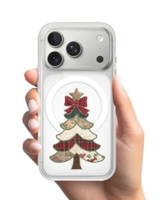 Etui do iPhone 17 Pro z MagSafe przeźroczyste, silikonowe Flexi, Przytulne święta, Kraciasta choinka