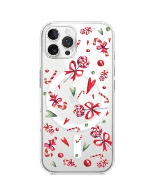 Etui do iPhone 12 Pro Max z MagSafe przeźroczyste, silikonowe Flexi, Cukierki świąteczne