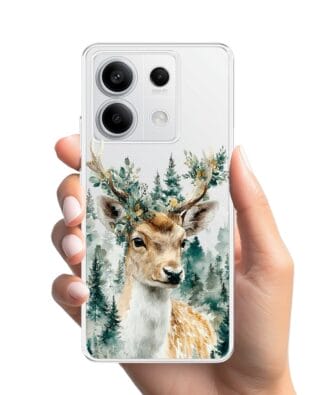 Etui do Xiaomi Redmi Note 13 Pro 5G przeźroczyste, silikonowe Flexi, Przytulne święta, Leśny jelonek