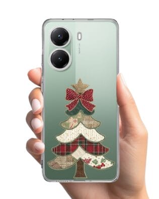 Etui do Xiaomi POCO X7 Pro przeźroczyste, silikonowe Flexi, Przytulne święta, Kraciasta choinka
