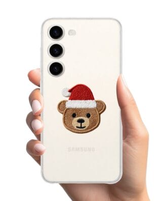 Etui do Samsung Galaxy S23 FE 5G przeźroczyste, silikonowe Flexi, Przytulne święta, Miś mikołajek