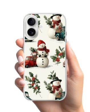 Etui do iPhone 16 przeźroczyste, silikonowe Flexi, Przytulne święta, Zimowe miasteczko
