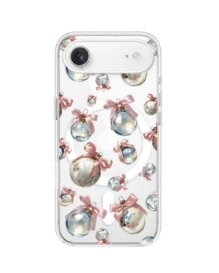 Etui do iPhone Air z MagSafe przeźroczyste, silikonowe Flexi, Przytulne święta, Pastelowe bombki