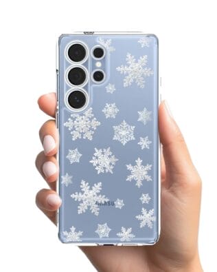 Etui do Samsung Galaxy S25 Ultra przeźroczyste, silikonowe Flexi, Zimowa magia, Delikatne płatki śniegu