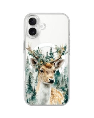 Etui do iPhone 17 z MagSafe przeźroczyste, silikonowe Flexi, Przytulne święta, Leśny jelonek