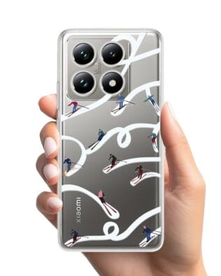 Etui do Xiaomi 14T przeźroczyste, silikonowe Flexi, Zimowa magia, Narciarskie wiraże