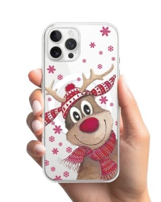 Etui do iPhone 12 Pro z MagSafe przeźroczyste, silikonowe Flexi, Renifer