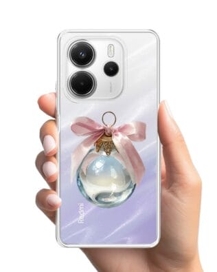 Etui do Xiaomi Redmi Note 14 5G przeźroczyste, silikonowe Flexi, Przytulne święta, Kryształowa bombka