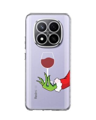 Etui do Xiaomi Redmi Note 14 Pro 4G przeźroczyste, silikonowe Flexi, Zielony psotnik z lampką wina