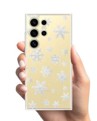 Etui do Samsung Galaxy S24 Ultra przeźroczyste, silikonowe Flexi, Zimowa magia, Delikatne płatki śniegu