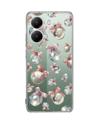 Etui do Xiaomi POCO X7 Pro przeźroczyste, silikonowe Flexi, Przytulne święta, Pastelowe bombki