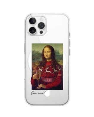 Etui do iPhone 12 Pro z MagSafe przeźroczyste, silikonowe Flexi, Mona Lisa z szampanem