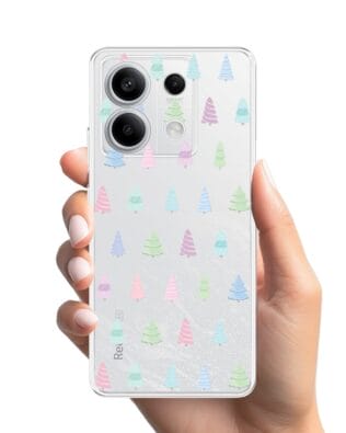 Etui do Xiaomi Redmi Note 13 Pro 5G przeźroczyste, silikonowe Flexi, Pastelowe choinki
