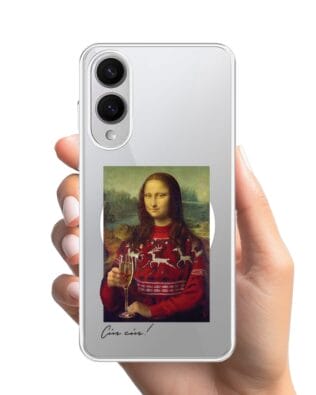 Etui do Samsung Galaxy S25 Edge z MagSafe przeźroczyste, silikonowe Flexi, Mona Lisa z szampanem