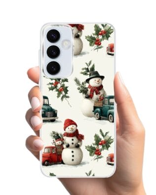 Etui do Samsung Galaxy A55 5G z MagSafe przeźroczyste, silikonowe Flexi, Przytulne święta, Zimowe miasteczko